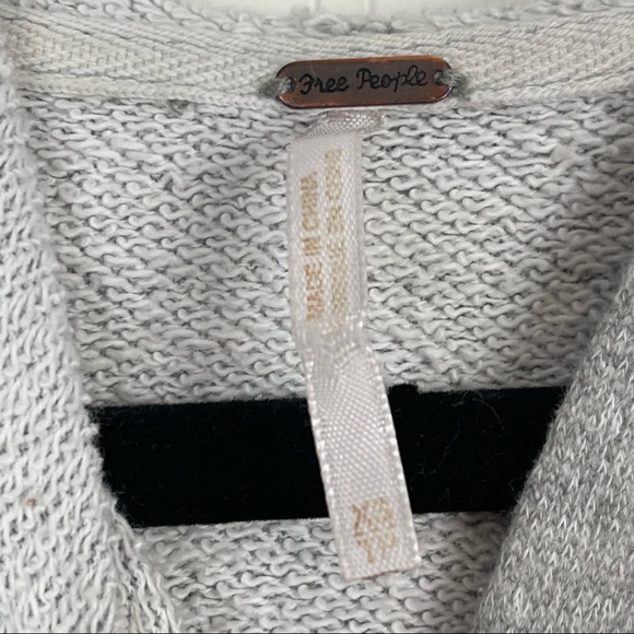 FREE PEOPLE Light Gray Hooded Pullover Sweatshirt - Picture 3 of 5